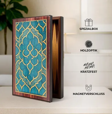Produktbild von Biggdesign Oriental Backgammon, MDF-Korpus, Magnetverschluss, Kratzfeste Spielfläche, Inkl. Würfel & Spielsteine, Türkiye, Tavla