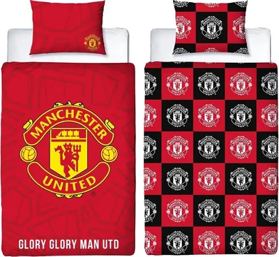Obrázek produktu pro Manchester United FC - Ložní prádlo Crest, oboustranné TC184 (jednolůžko) (červená/žlutá)