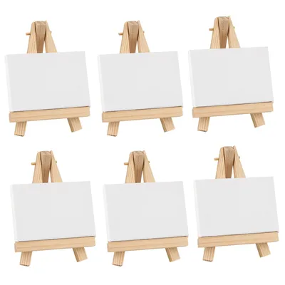 Image de Châssis Cretacolor - Lot de toiles 6 x 9 cm - 6 pièces - Toiles de peinture haut de gamme sur châssis en bois de 1,5 cm - Tissu en coton pour acrylique, huile et techniques mixtes