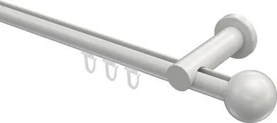Produktbild von Interdeco Innenlaufstange / Gardinenstange mit Innenlauf Weiß, Typ Platon Luino (Kugel), 20 mm Ø 1-läufig, 280 cm