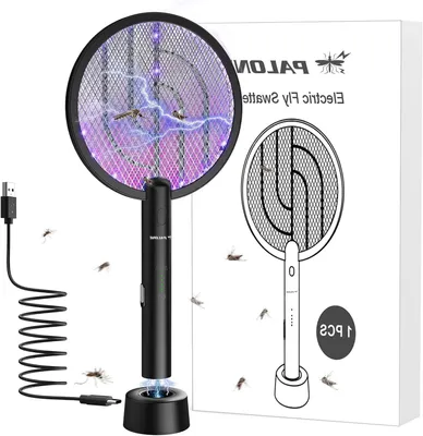Immagine prodotto di Zanzariera elettrica - Dispositivo per allontanare gli insetti - Lampada anti-zanzare - Controllo dei parassiti - 2 in 1 - Funzionamento automatico con raggi UV - 4000V - Colore: nero