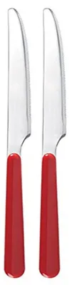 2 rote Tafelmesser aus Edelstahl, 22 cm, spülmaschinengeeignet