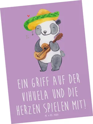 Produktbild von Mr. & Mrs. Panda Postkarte Vihuela Herzklang - Lavendeltraum - Geschenk, Musikinstrument, Saiteninstrument, Grußkarte, einzelkarte, Ansichtskarten, Musik, Instrument