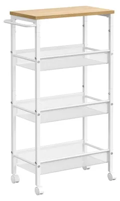 Obrázek produktu pro Servírovací vozík z překližky a oceli, buk – úložný vozík – 22 x 45,5 x 77 cm