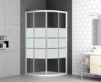 Produktbild von form&style Runddusche MOOREA R550 90 x 90 cm Dekor Querstreifen Profilfarbe weiß