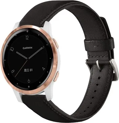 Produktbild von Strap-it Garmin Vivoactive 4s Armband Leder - 40mm - Schwarz