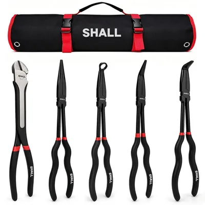 Produktbild von 5-teiliges Spitzzangen Set mit Seitenschneider, Sprengringzange, Armaturenzange