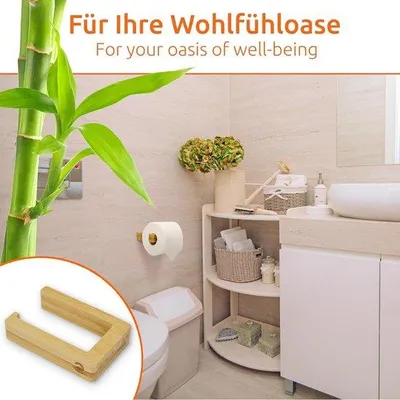 Produktbild von Selbstklebender Bambus-Toilettenpapierhalter aus Holz