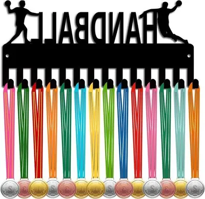 Immagine prodotto di Supporto per medaglie nero, 28x13 pollici, 14 ganci, Sport