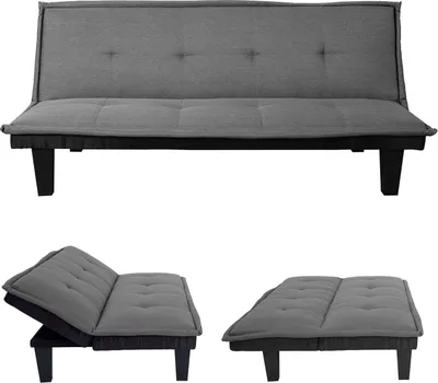 Produktbild von 3er-Sofa HWC-C87, Couch Schlafsofa Gästebett Bettsofa Klappsofa, Schlaffunktion 170x100cm  Textil, dunkelgrau