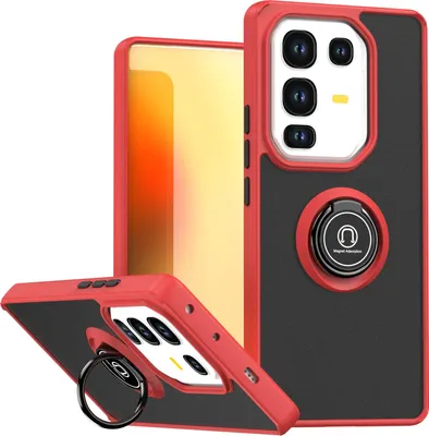 Obrázek produktu pro Pouzdro pro Infinix Note 50 Pro 4G matné průsvitné TPU pouzdro s prstencovým držákem a stojánkem Červený