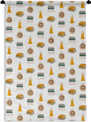 Produktbild von MuchoWow® Wandteppich Wandbehang Kleidung - Muster - Farben 90x135 cm Tapisserie Dekoration Wandtuch - Baumwolle - Wandskulptur