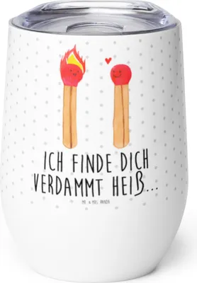 Produktbild von Mr. & Mrs. Panda Thermobecher Streichhölzer - Weiß - Geschenk, glühweinbecher, thermosbecher, kaffee tasse, Freundin, Liebesgeschenk, edelstahl, Liebesbeweis