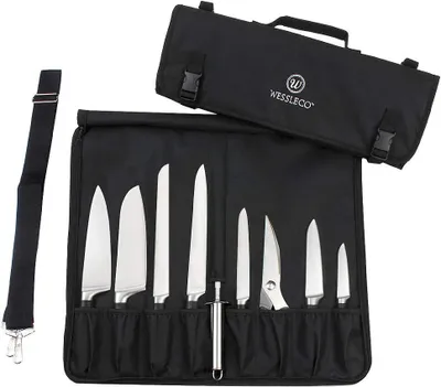 Produktbild von Kochmesser Roll Tasche 8 Slots wasserdichte Köche Messertasche Langlebige Küchenutensilien Werkzeug Messertasche mit Tragegriff Schultergurt