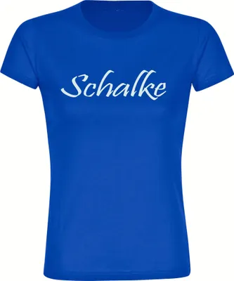 Produktbild von multifanshop Damen T-Shirt - Schalke - Schriftzug, blau, Größe M