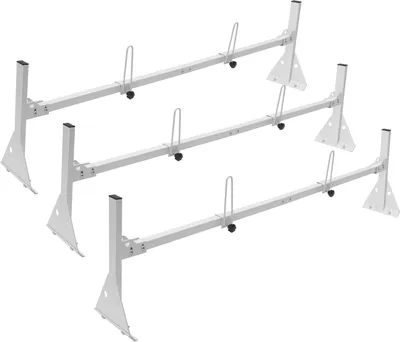Obrázok produktu pre VEVOR strešný rebríkový nosič zábradlie nosič 3 ks. dĺžka 1430-1560 mm nastaviteľná výška nosiča 200-215 mm, nosnosť 340 kg nosič batožiny pre nákladné vozidlá nosiče zo zliatiny hliníka proti korózii, korózii strešný nosič