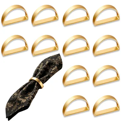 Serviettenringe Gold, 12er Set, Metall, 4,5 x 3,5 cm