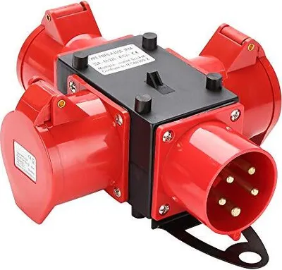 Obrázok produktu pre karpal Stavebný rozvádzač 3 x CEE 400V/32A IP44 CEE zásuvka 5 pólov s bezpečnostnými sklopnými vekami pre stavenisko
