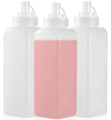 3er-Set Knijpflaschen 1000 ml transparent leckagefrei