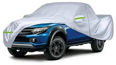 Obrázek produktu pro Voděodolná krycí plachta na nákladní plochu pick-upů Ford Ranger, Toyota Hilux, Nissan Navara, VW Amarok, stříbrná, pro modely s kabinou dvojitým prostorem