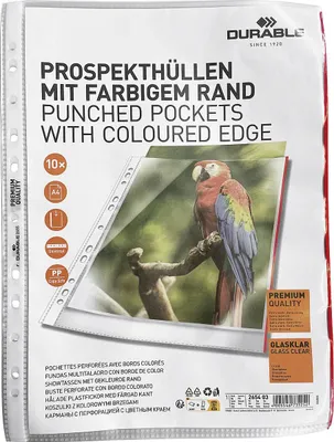 Obrázok produktu pre Durable 265403, A4, Červená, Priehľadná, Polypropylén (PP), 0,08 mm, 230 mm, 305 mm