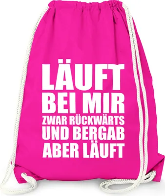 Produktbild von Turnbeutel Gym Bag - Läuft bei mir zwar rückwärts und bergab aber läuft - Moonworks® fuchsia unisize