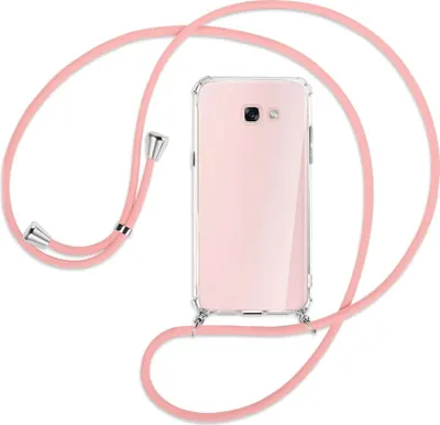 Produktbild von Handykette Backcover-Schutzhülle mit Band (Metall silberfarben) für Samsung Galaxy A7 2017 - rosa