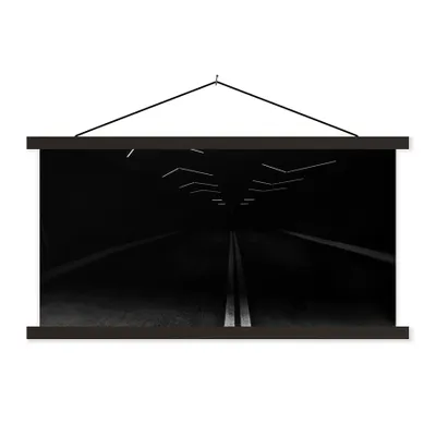 Produktbild von MuchoWow® Textilposter Schwarz - Weiß - Straße - Tunnel 150x75 cm mit schwarzem Rahmen - Posterleiste