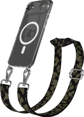 Produktbild von EAZY CASE - Handykette mit MagSafe Hülle für Apple iPhone Air, Handyband Camouflage Style, Karabiner Silber, Umhängeband in Grün