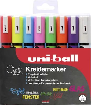 Image de uni-ball PWE5M/8 PF marqueur craie uni-ball Chalk marker PWE5M/8 PF, étui de 8 pièces