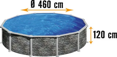 Produktbild von Aufstellpool Stahlwandpool-Set Planet Pool rund Ø 460x120 cm inkl. Sandfilteranlage, Einbauskimmer, Leiter, Filtersand & Anschlussschlauch Steinoptik