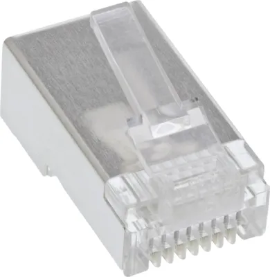 Image de InLine® 73098T Pack de 100, Connecteur modulaire 8P8C RJ45 à sertir sur câble rond, blindé