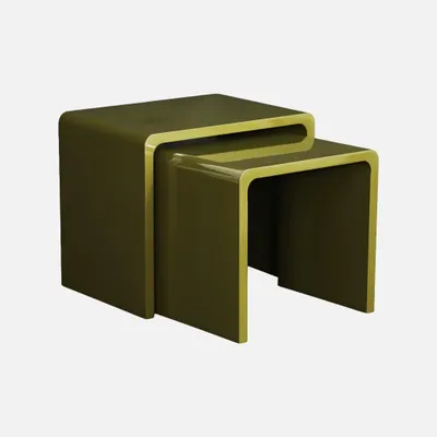 Produktbild von sweeek - 2er-Set Satztische mit Hochglanz-Oberfläche - Khaki