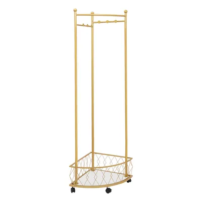 Productafbeelding van Kledingrek, garderobestandaard, gouden staande kledingrek voor balkons, terrassen, kleedkamers, wasruimtes, maximaal 22,68 kg