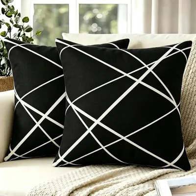 Samt Kissenbezüge 40x40 cm, Schwarz-Weiß, 2 Stück, Dekokissen