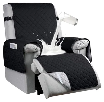 Produktbild von Sesselschoner für Relaxsessel, 100% wasserdicht, Bezug für 1-Sitzer mit 6 Taschen, 25 Zoll, schwarz