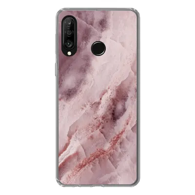 Produktbild von MuchoWow® Handyhülle Schutzhülle Hülle für Huawei P30 Lite Naturstein - Rosa - Luxus Silikon Softcase Handy Hülle - Handyhülle
