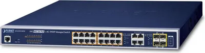 Image de Planet GS-4210-16P4C Commutateur réseau géré L2+ Gigabit Ethernet (10/100/1000) Prise en charge de l'alimentation par Ethernet (PoE) 1U noir (GS-4210-16P4C)