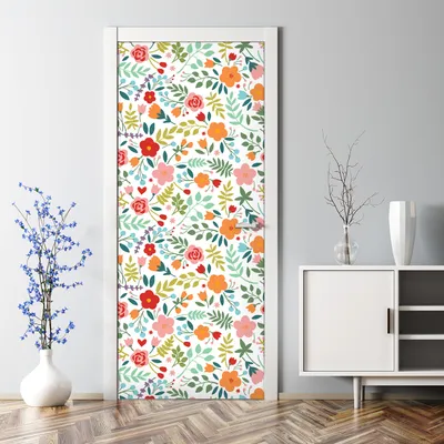 Produktbild von Dekorative Abnehmbarer Wandsticker Tapete Türtapete selbstklebend Vintage Bunte Blumen 85 x 200 cm
