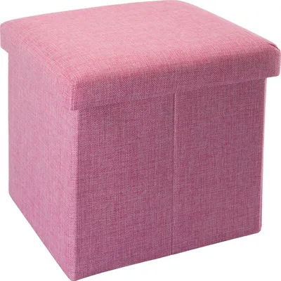 Produktbild von Intirilife Faltbarer Sitzhocker 30x30x30 cm in KIRSCHBLÜTEN PINK - Sitzwürfel mit Stauraum und Deckel aus Stoff in Leinen Optik - Sitzcube Fußablage Aufbewahrungsbox Truhe Sitzbank