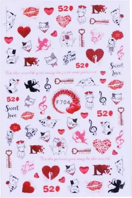 Produktbild von Dünne selbstklebende Nagelsticker Valentinstag F704