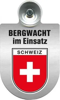 Produktbild von Einsatzschild mit Saugnapf - Bergwacht im Einsatz - incl. Regionenwappen nach Wahl 393807 Color - Region Schweiz