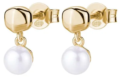 Image de Boucles d'oreilles plaquées or avec une perle véritable Azzurra RZAZ028
