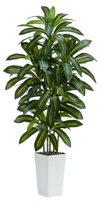 Produktbild von Künstlicher Drachenbaum, große künstliche Pflanze im weißen Topf, künstlicher Drachenbaum als Innendekoration für Wohnzimmer, Schlafzimmer, Büro, Garten und andere Räume im Haus.