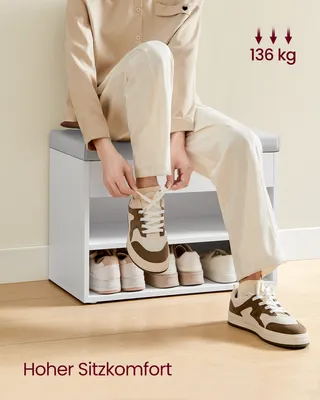 Produktbild von VASAGLE Schuhbank, Sitzbank, Schuhregal mit gepolstertem Kissen, Schuhorganizer