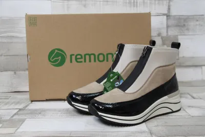 Zdjęcie produktu dla Remonte damskie sportowe buty za kostkę czarno-beżowe tekstylno-syntetyczne wegańskie rozmiar: 40