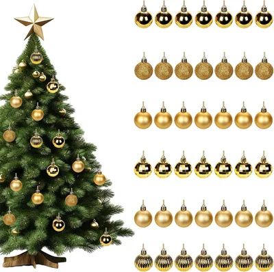 Immagine prodotto di Set di palline di plastica per l'albero di Natale, 42 pezzi, diametro 3 cm, color oro