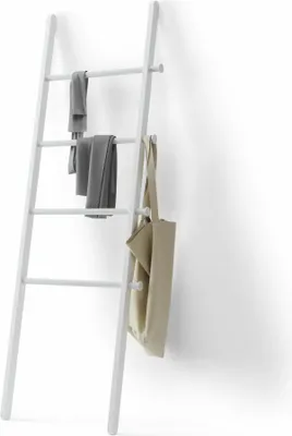 Obrázek produktu pro Umbra Leana Žebřík na kabáty, žebřík na ručníky, věšák na kabáty, topolové dřevo, bílá, 152 cm, 1017445-660