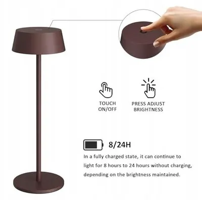 Zdjęcie produktu dla Lampa stołowa bezprzewodowa LED metalowa ściemniająca do domu 4400 mah