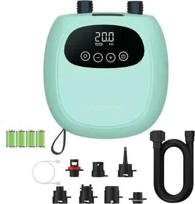 Zdjęcie produktu dla Elektryczna pompka do desek SUP, 20 psi, pompka do desek SUP z akumulatorem, przenośna pompka powietrzna, do napompowywania i spuszczania powietrza, może służyć jako powerbank, pompka do desek SUP, również